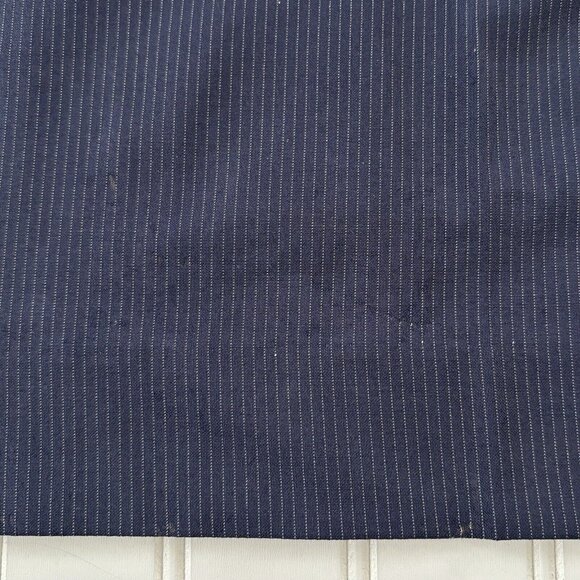 Carlisle NY Garrett Strapless Jumpsuit (Sz 14) Navy Pinstripe Wool Wide Leg FLAW - Picture 11 of 12